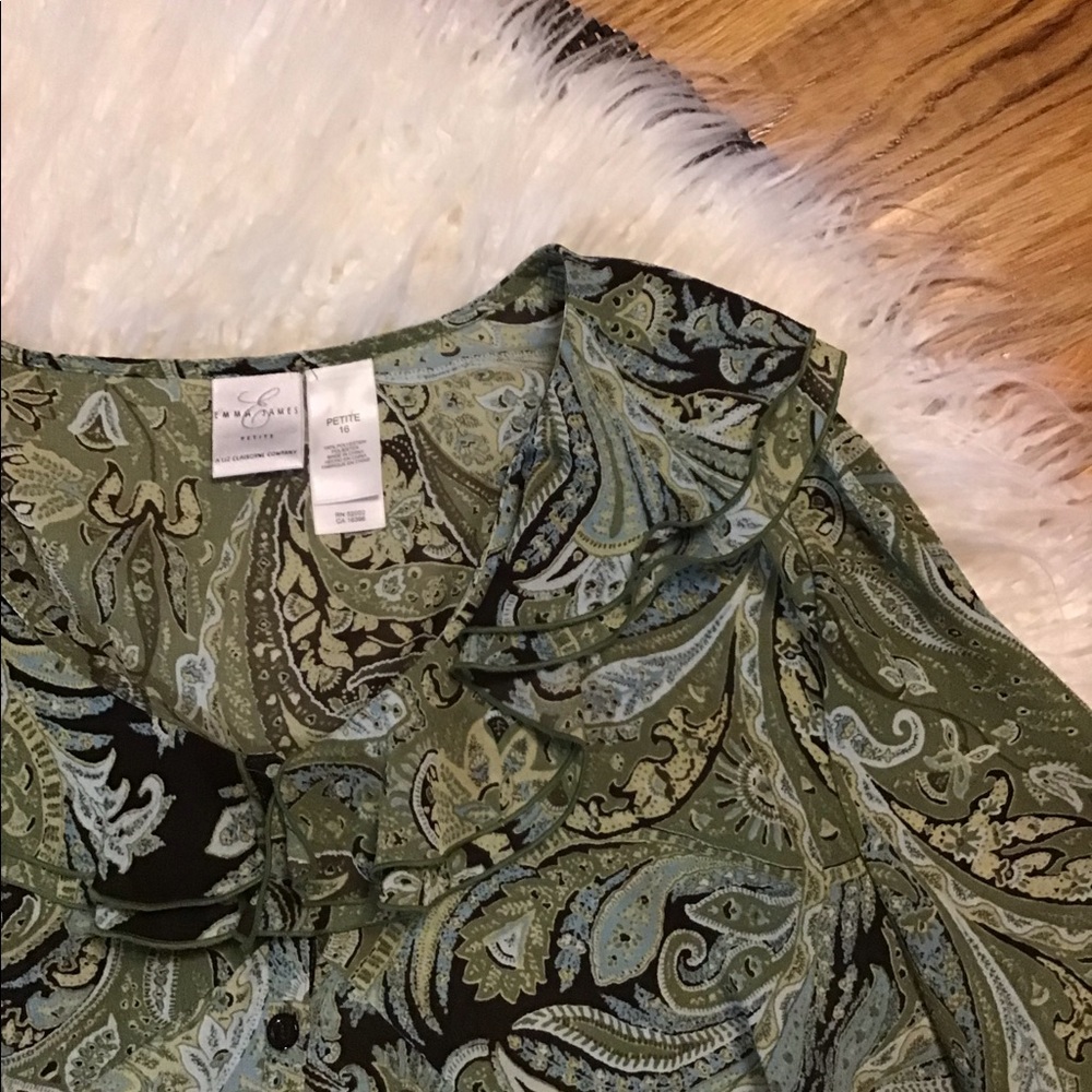 4/$10 item🤑 Emma James Green Paisley Blouse sz 16P & Skirt sz 14P - Picture 9 of 11